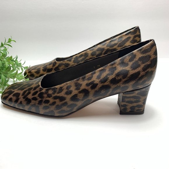 Enzo Angiolini Women's Leopard Animal Print Chunky Block Heel Square Toe Size 9 - Picture 4 of 6